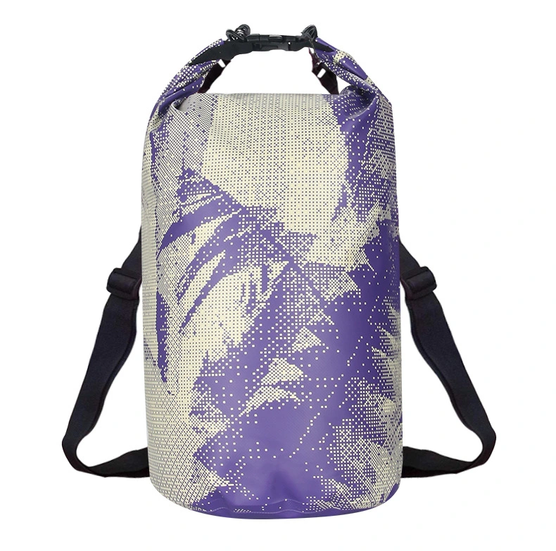Outdoor PVC Waterproof Bucket Bag 20L Beach Camping Drift Bag Foldable Large Capacity Backpack with Waterproof Shoulder 20L