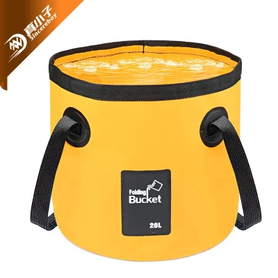 Foldable PVC Tarpaulin Water Bucket with Handle Collapsible Fishing Bucket Camping Tank